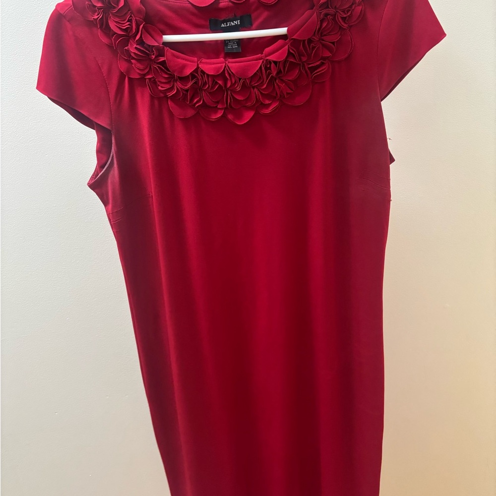 Alfani Red Mini Dress with Floral Neckline